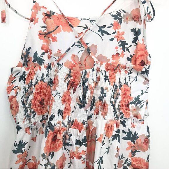 C+D+M Orange Floral Print Tiered Ruffle Halter Dress - Picture 10 of 13